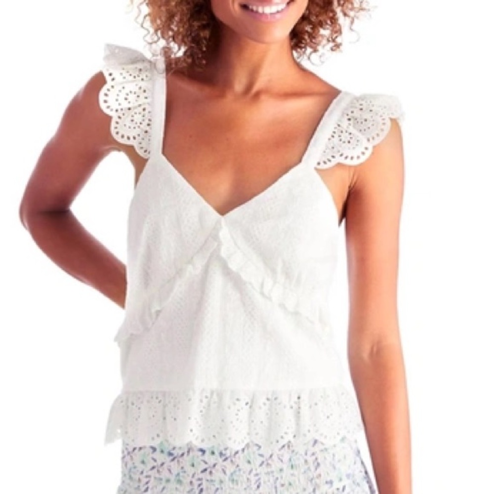 Allison New York White Eyelet Lace Women's Top